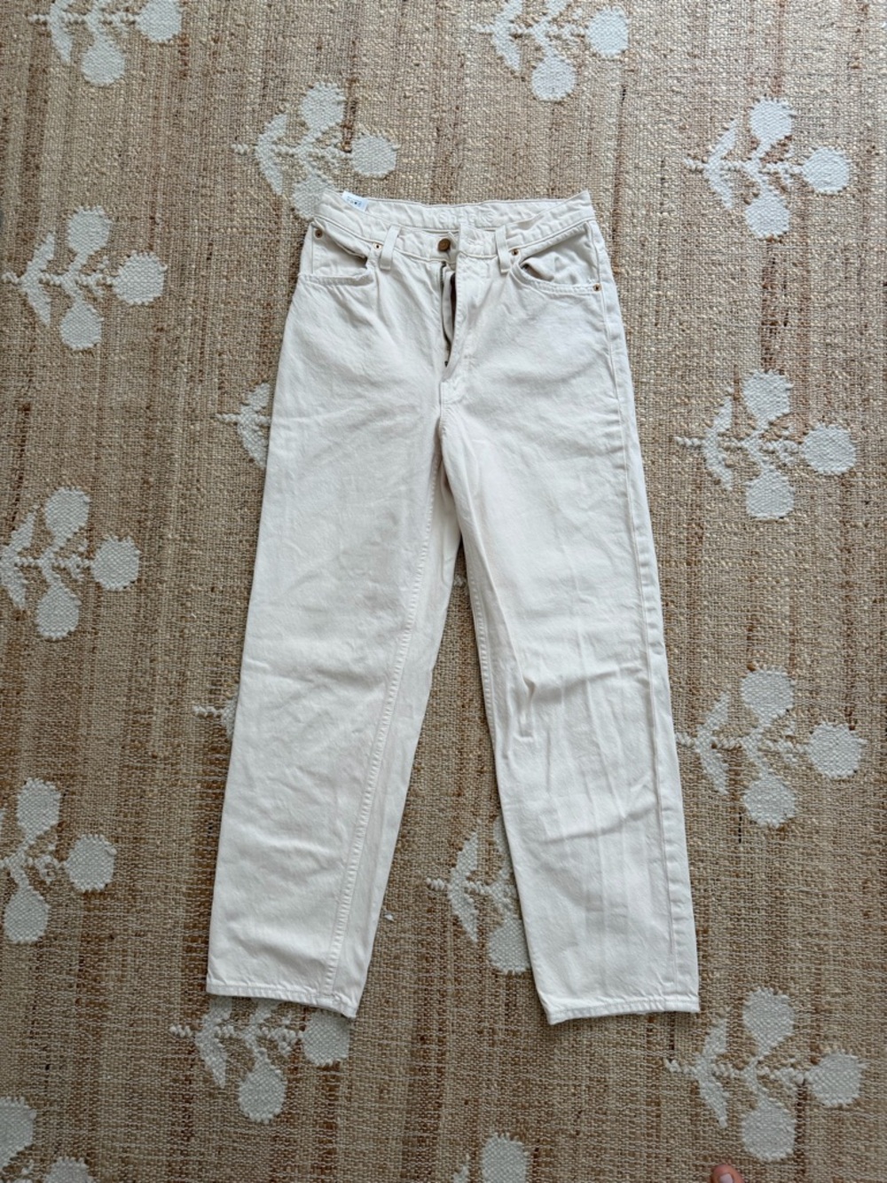 MOTHER SNACK Cream Straight-Leg Jeans